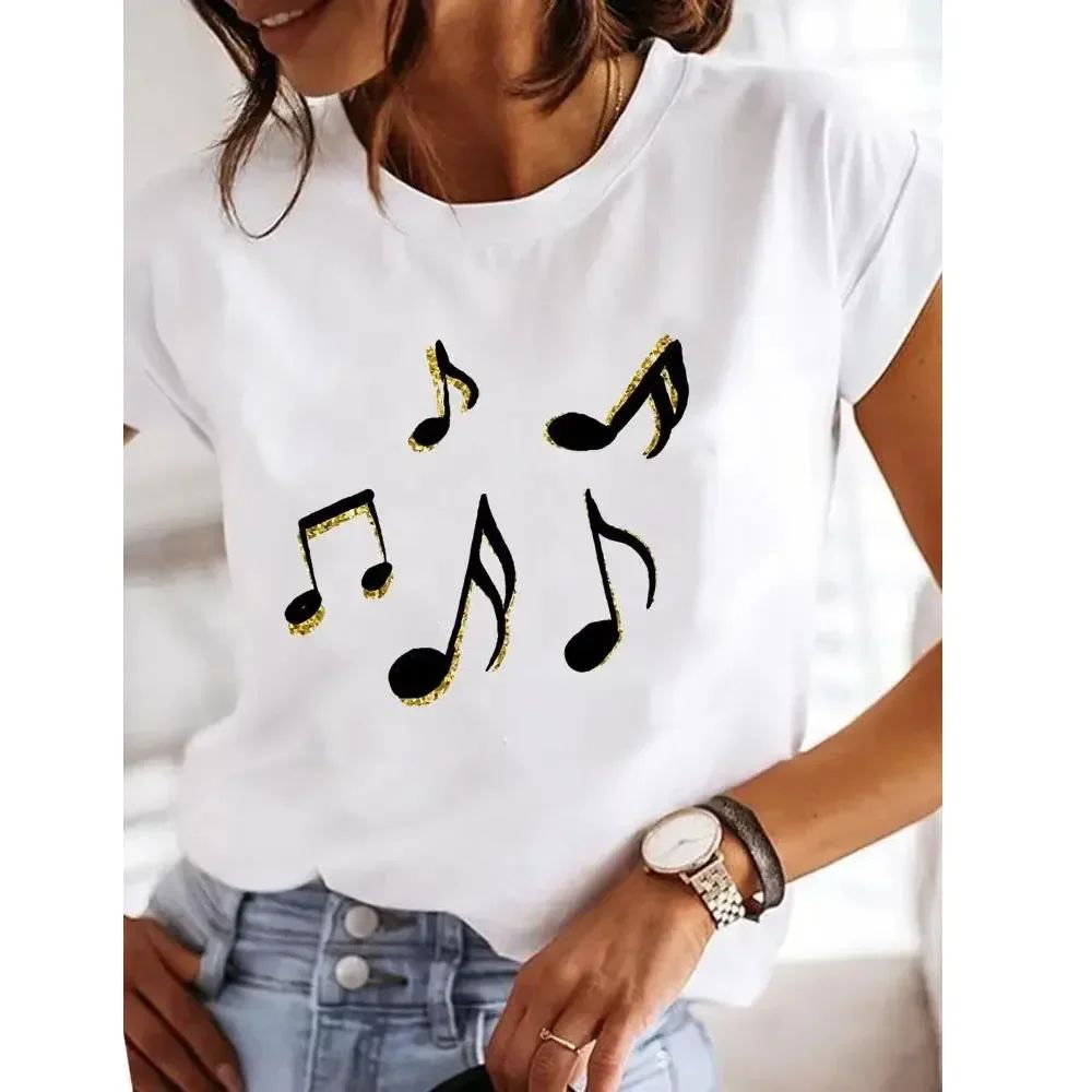 Retro Love Heart Y2K T-Shirt – Womens Casual Heart Print T-Shirt Summer O-Neck Graphic Tee