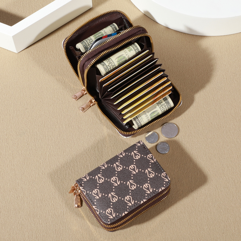 Vintage Zipper Card Holder Wallet for Women with Coin Purse