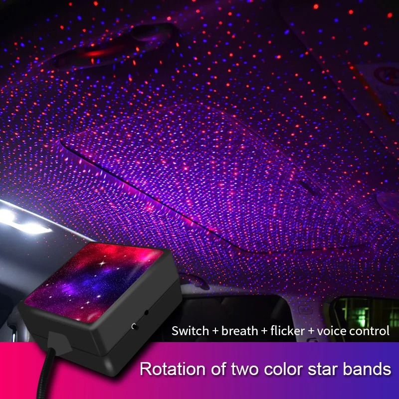 Car USB Starry Roof Projector Light with Rotating Galaxy Effect