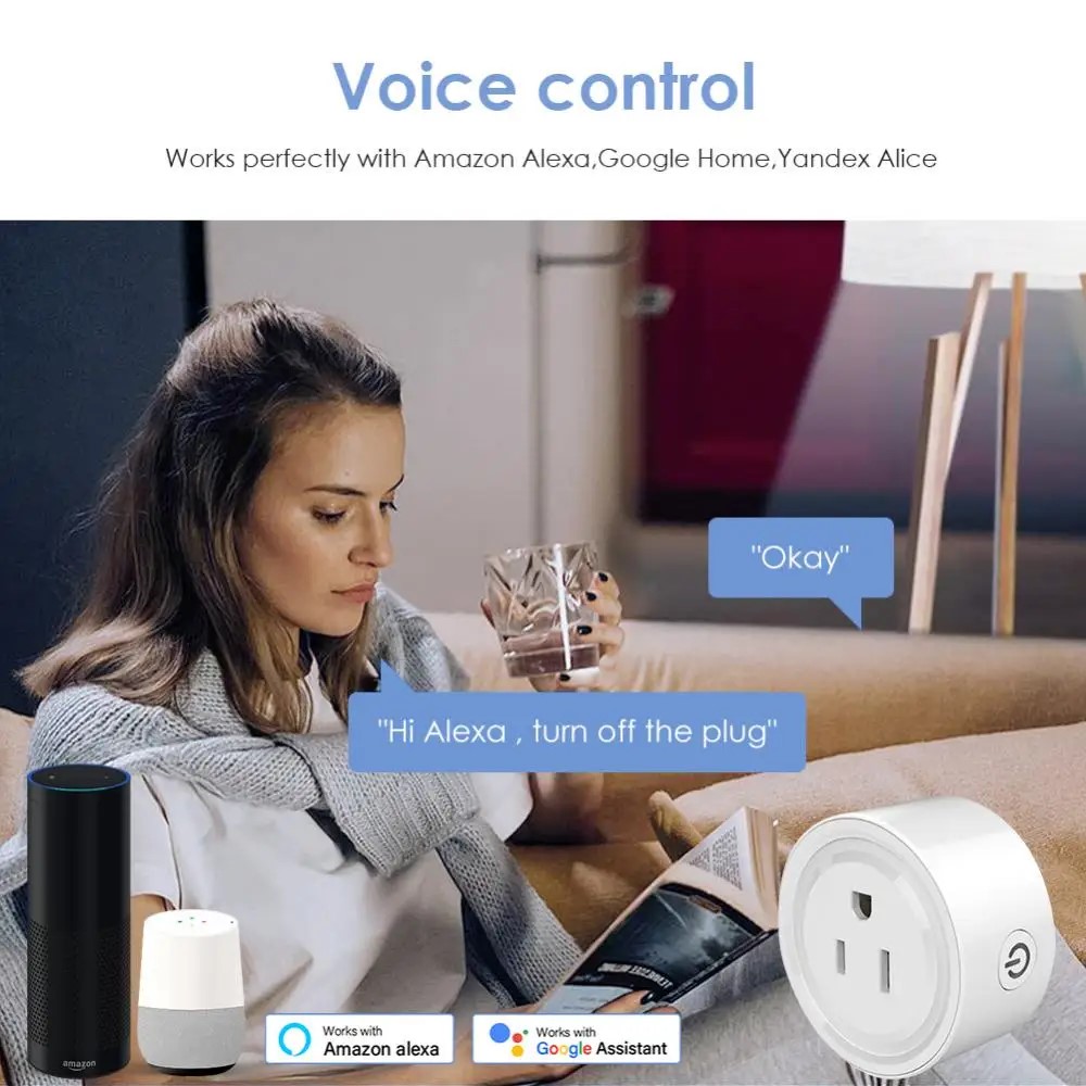 Tuya Smart WiFi Plug JP/US/UK Standard Wireless Outlet, Works with Alexa & Google Home, Remote Control & Timer