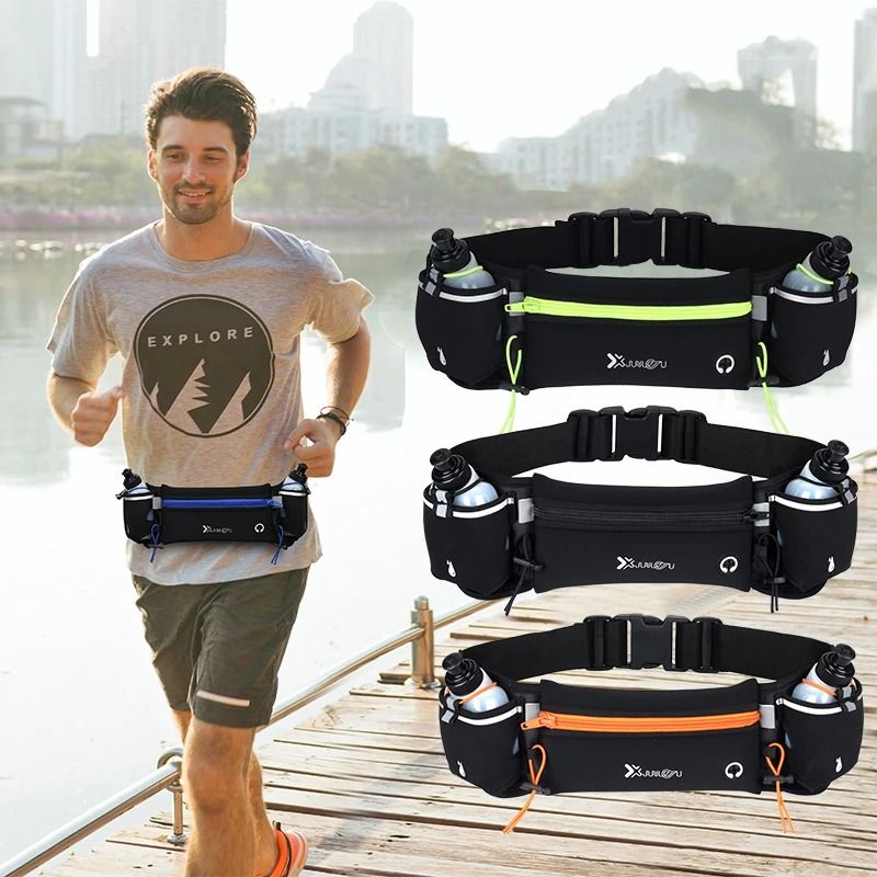 Marathon Trail Running Waist Pack with Dual Pockets and Water Bottle Holder