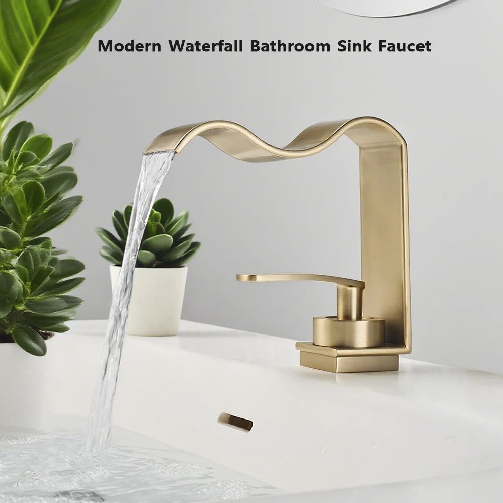 Luxury Brushed Gold Bathroom Sink Faucet