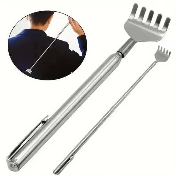 Extendable Stainless Steel Back Scratcher – Portable Telescopic Itch Relief Tool