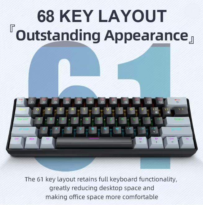 APAYADO K61 Mini Mechanical Keyboard 60 Percent Gaming Keyboard with RGB