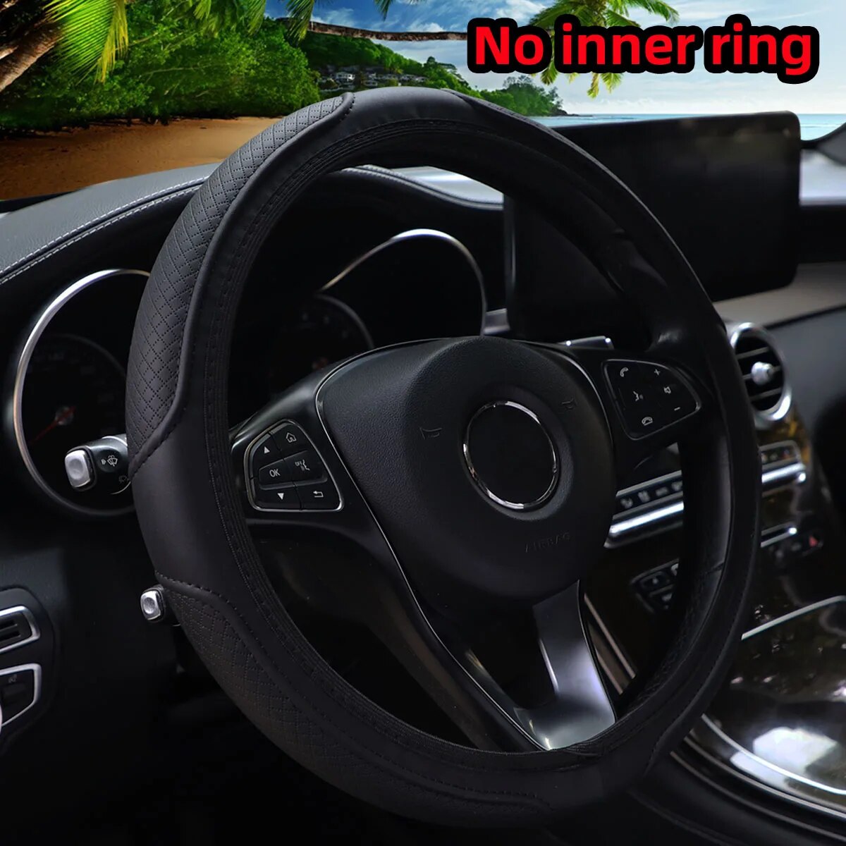 Artificial Leather Three Dimensional Embossed Steering Wheel Cover