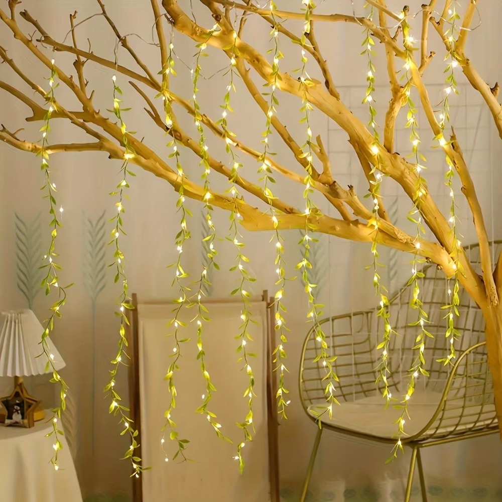 Battery Box Powered Green Willow Light, Indoor Bedroom, Living Room, Kid Room, Patio, Party Festival Decor Lighting