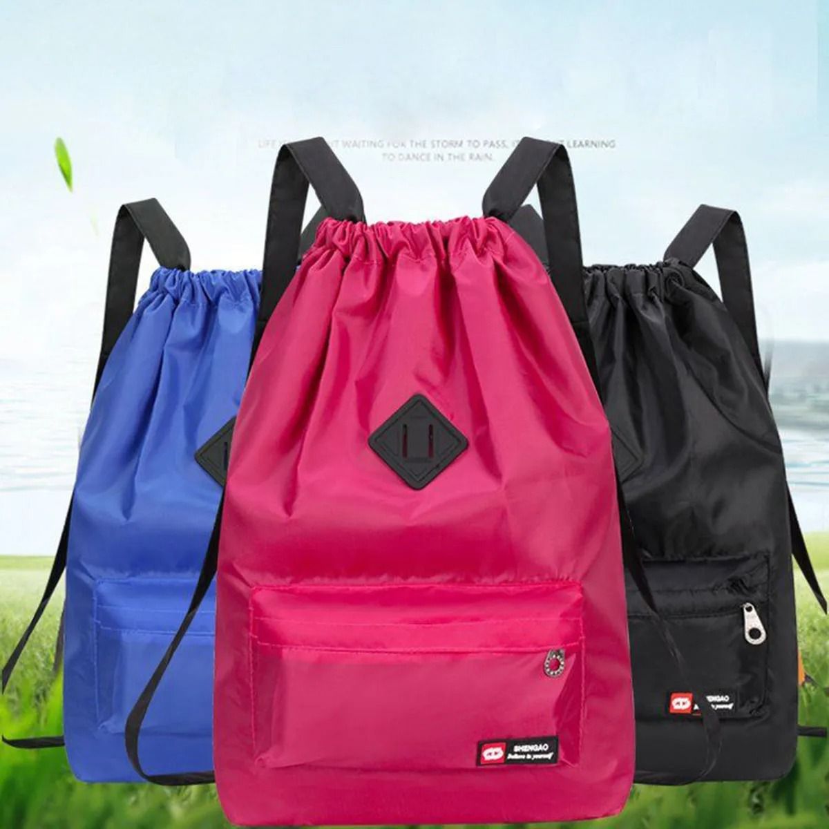 Womens Lightweight Oxford Cloth Drawstring Sports Backpack