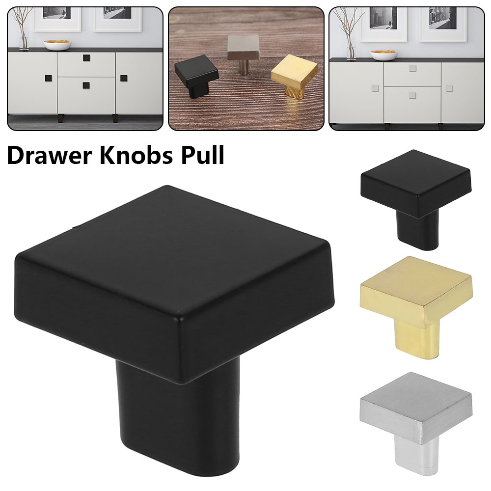 Square Cabinet Knobs Zinc Alloy Single Hole Modern Drawer Pulls