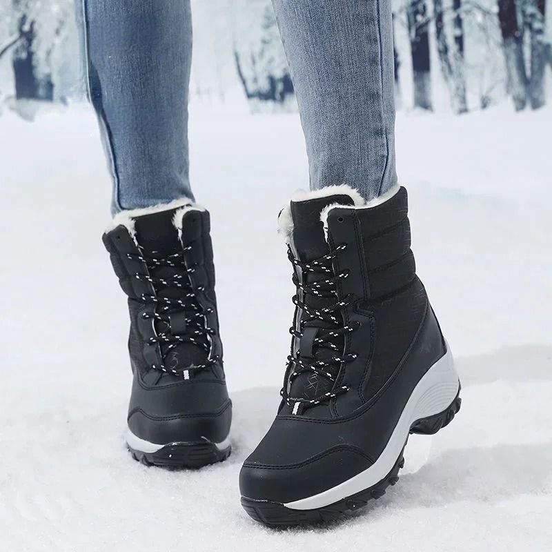 Womens Platform Snow Boots with Warm Fur Lining and Non Slip Sole