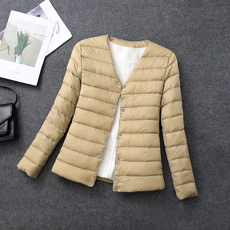 Women's Lightweight Down Jacket, Matt Fabric Windbreaker Parka, Warm Duck Down Coat