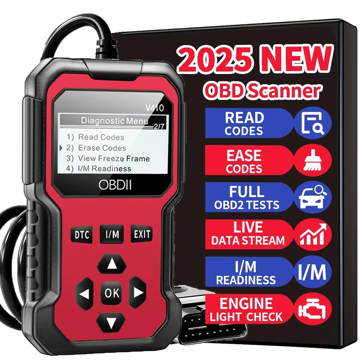Car OBD2 Scanner Diagnostic Tool Code Reader Engine Fault Code Reader for All OBD II Protocol Cars Since 1996