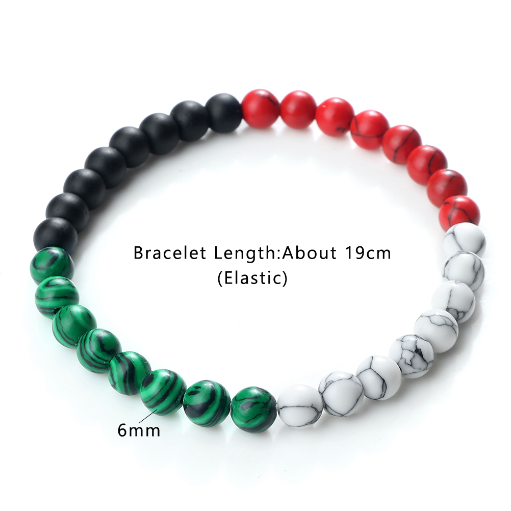 Classic Natural Stone Palestine Flag Bracelet, Men Women National Flag Beads Bracelet, Christmas Prayer Beads Jewelry