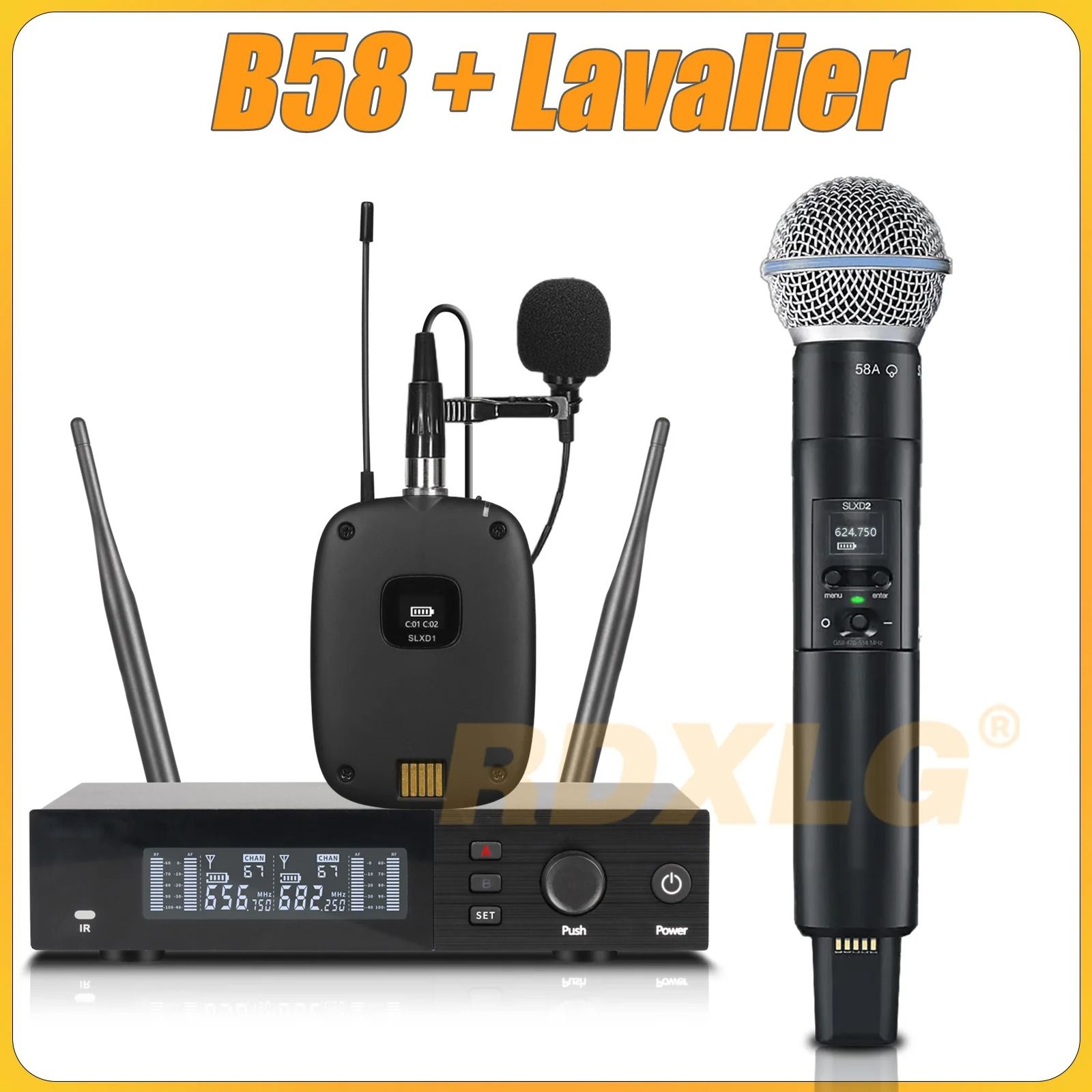 SLXD4 Professional Dual Wireless Microphone System with Two Handheld UHF Microphones