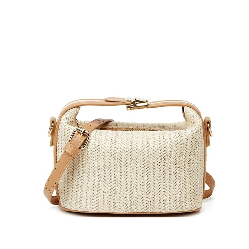 Yogodlns Small Straw Shoulder Bag Woven Crossbody Beach Tote