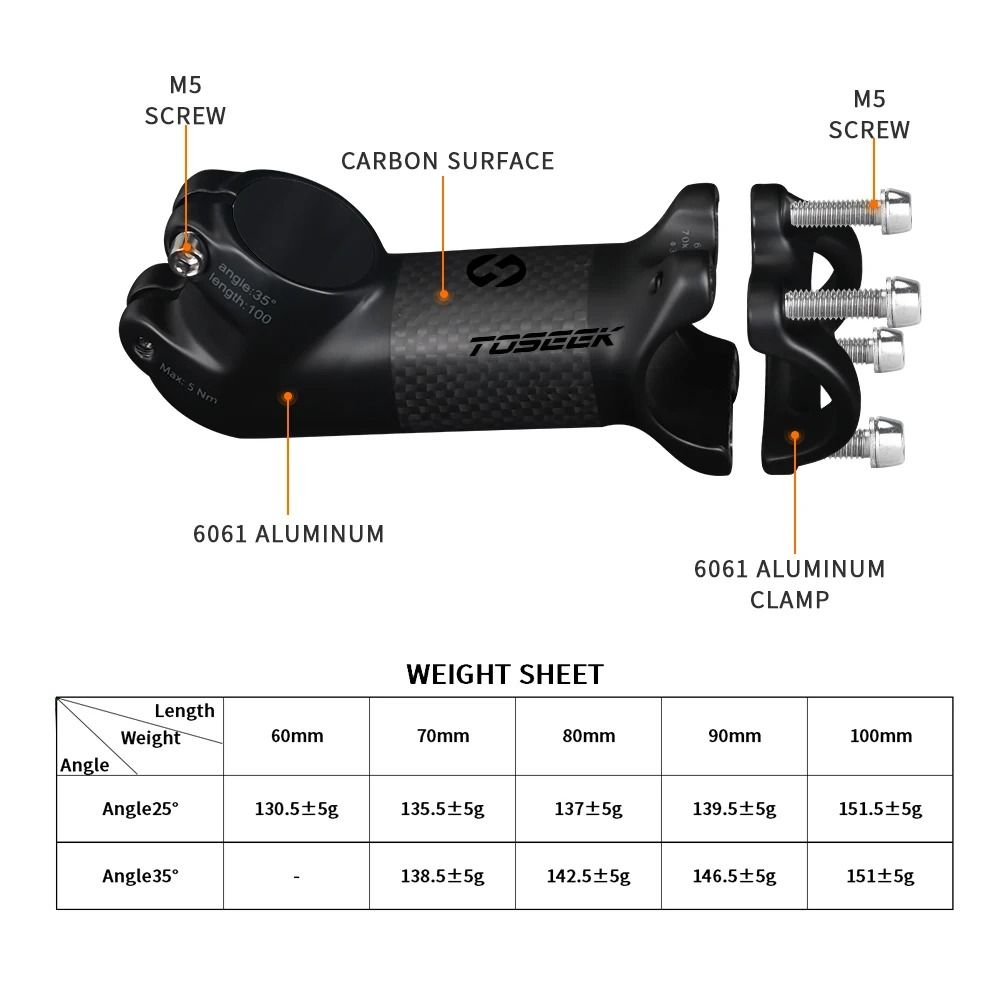 Ultralight Carbon and Aluminum MTB Handlebar Stem 31.8 mm