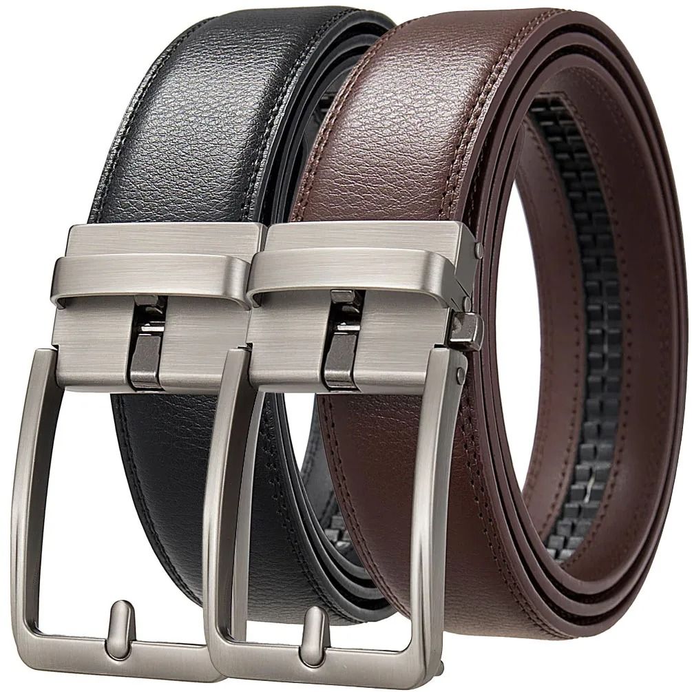 Automatic Buckle Genuine Leather Mens Waist Belt