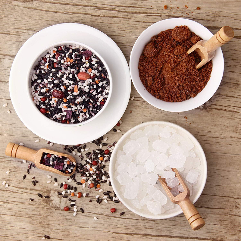 Mini Wooden Spoons Small Bath Salt Scoop Natural Beech Wood Spice Spoons for Sugar Scrubs Cereal