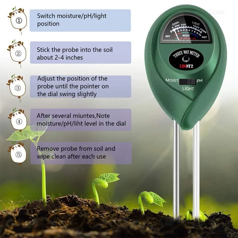 3 in 1 Soil pH Moisture Light Sensor Meter