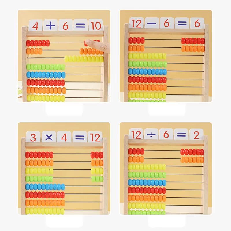 wooden abacus for kids Montessori counting toy with rainbow counting beads