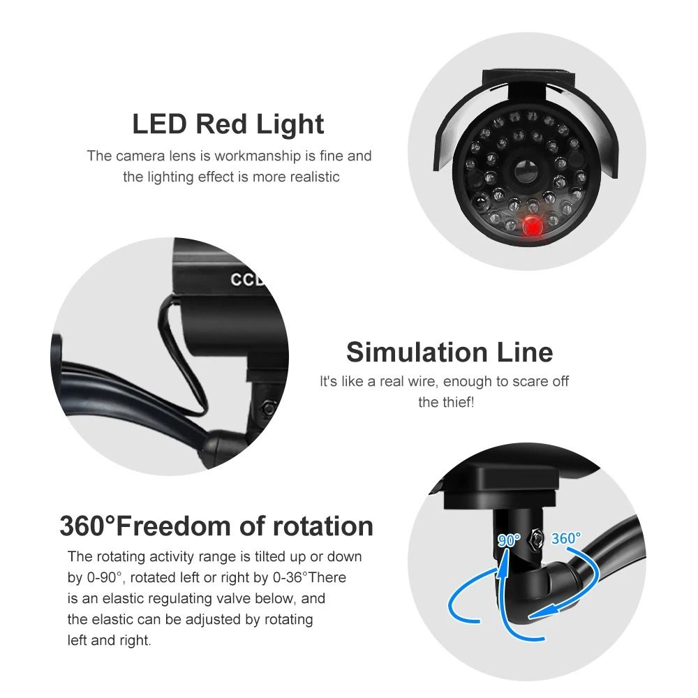 Simulation Solar CCTV Dummy Camera With Flashing LED Light