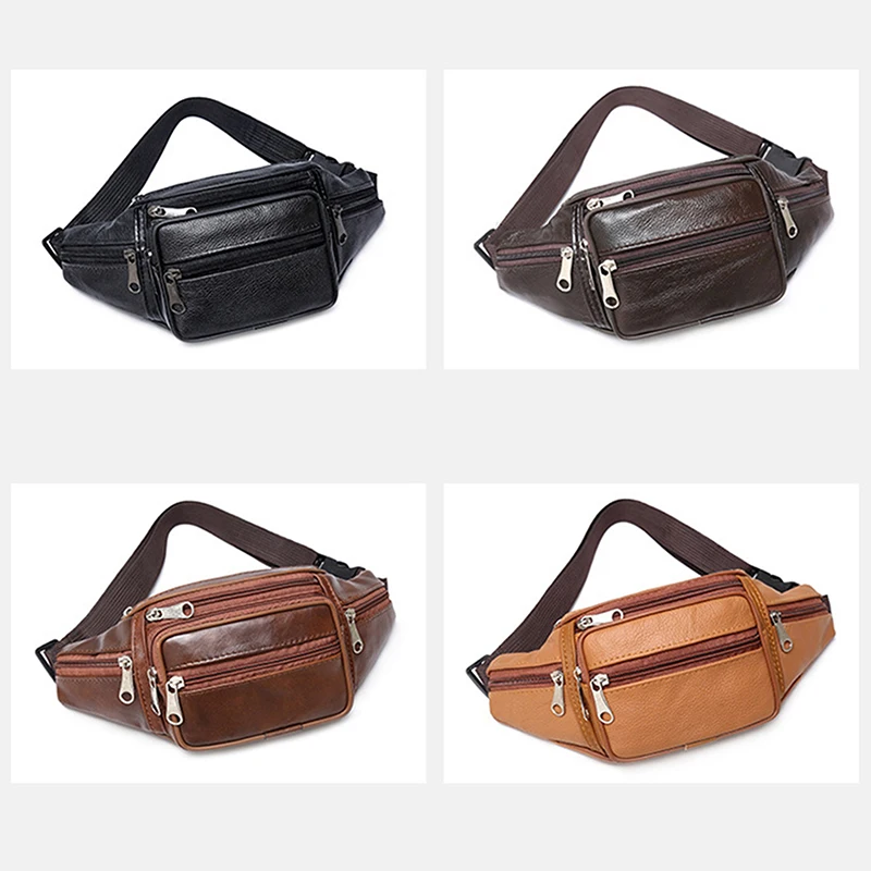 Mens Waist Pack PU Leather Bag Fashionable and Functional Waist Belt Bag for Men