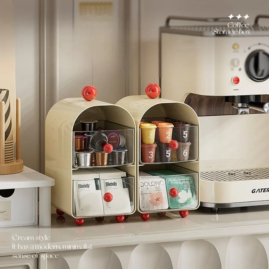 Desktop Coffee Organizer Drawer Tea Bag and Capsule Storage Rack