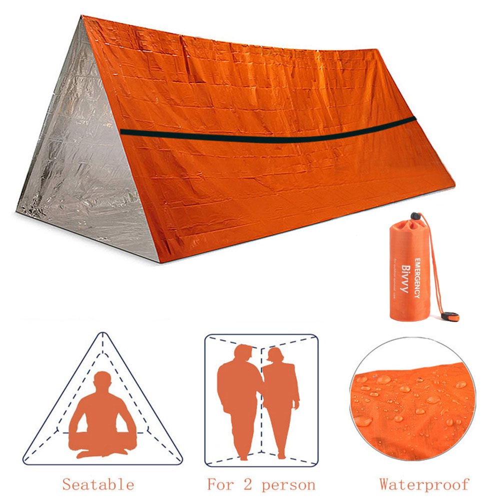Emergency Shelter Bivy Tent Kit  Waterproof Mylar Tube Tent, Thermal Blanket & Sleeping Bag for Survival and Outdoor Us