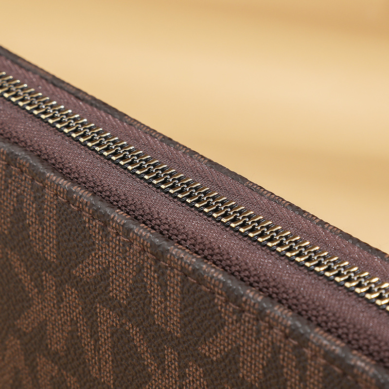 Fashionable Women Long Clutch Wallet with Wristlet and Single Zipper Design