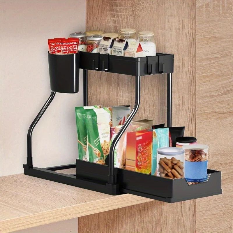 Premium Pull-Out Kitchen Pull Out Organizer & Under Sink Storage Rack – Multi-Layer Space-Saver