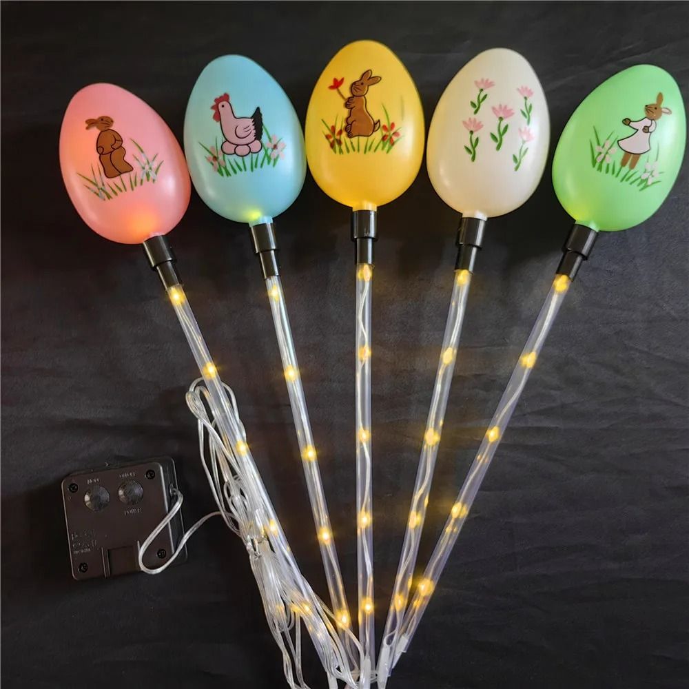 5-Pack Solar Easter Egg Stake Lights | 8-Mode Waterproof Outdoor Garden & Pathway Decorations
