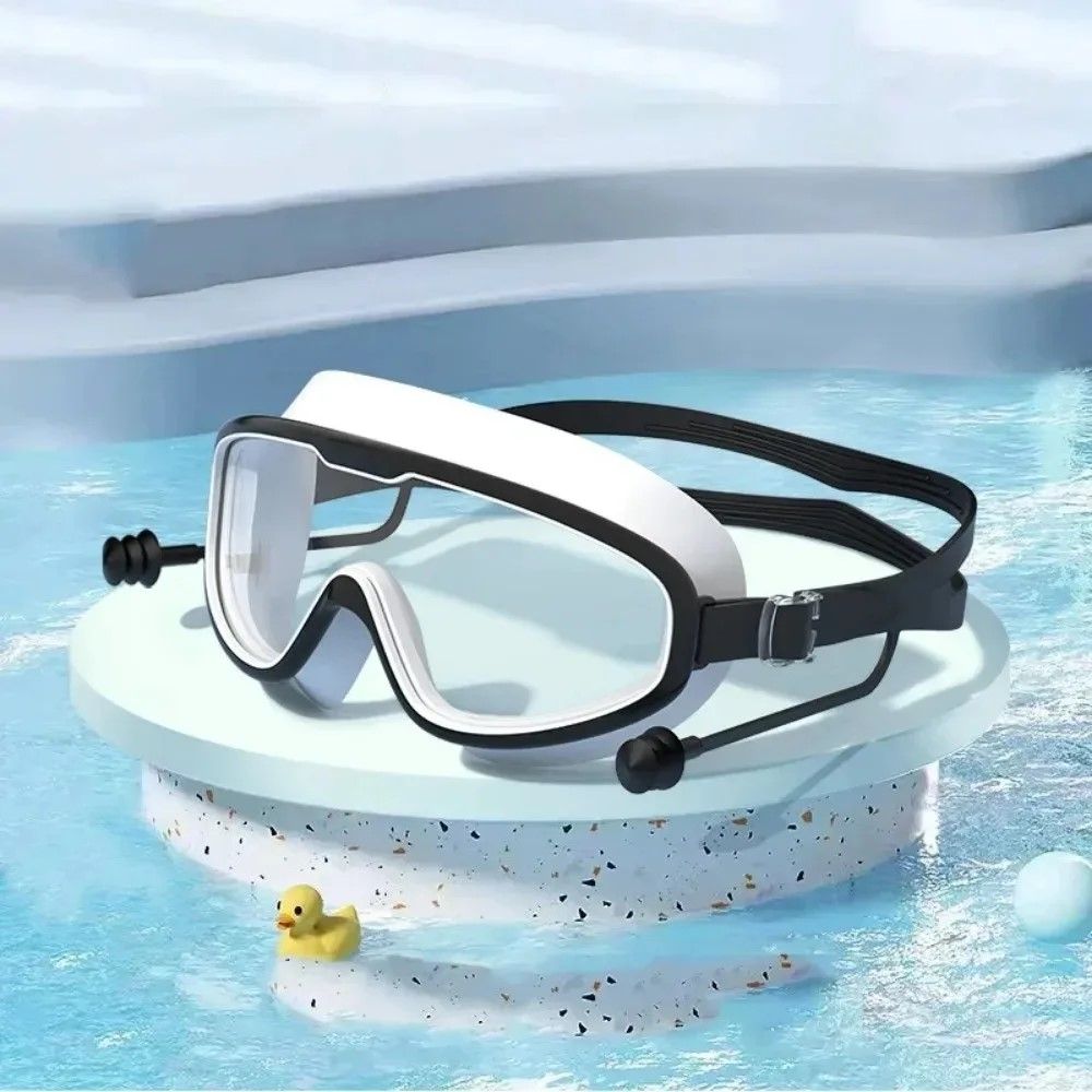 HydroVista Pro Wide Vision Silicone Swim Goggles with Earplug Combo, Large Frame, HD Anti-Fog Swim Eyewear