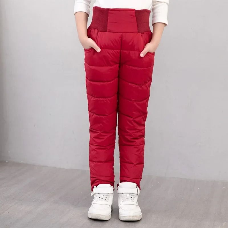 Kids Waterproof Winter Pants with Cotton Padding and High Waist Design