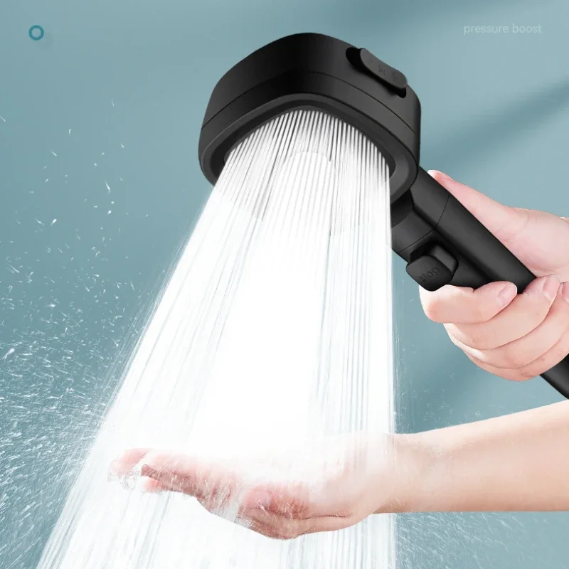 High Pressure Shower Head with Water Saving Modes Adjustable One-Key Stop Massage Sprayer Bathroom Accessory