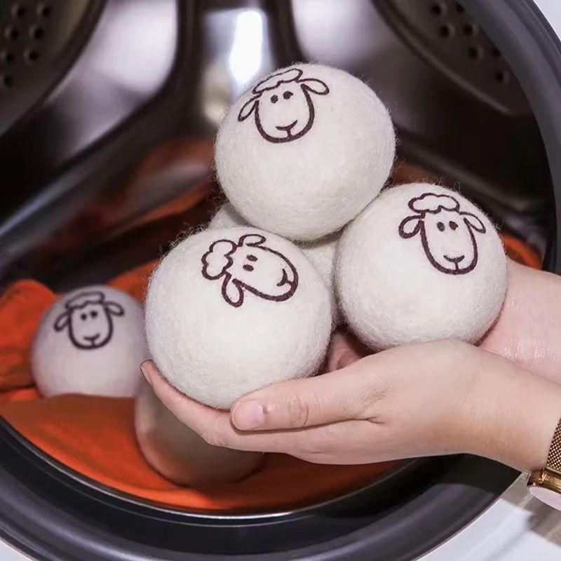 Reusable Wool Dryer Balls Natural Fabric Softener Laundry Set