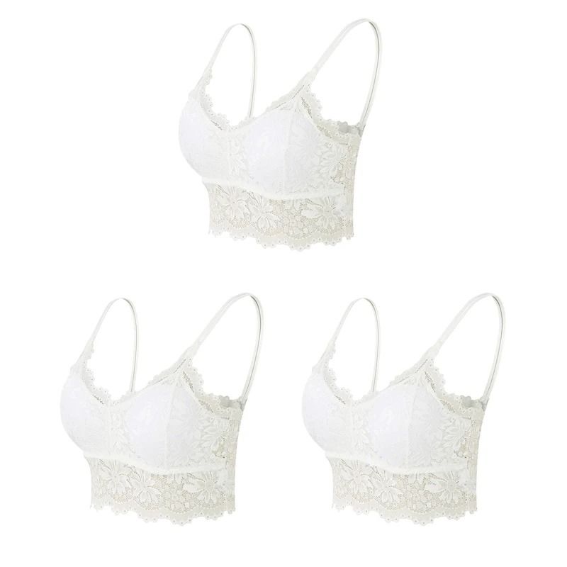 Elegance 3 Pack Lace Bralette Wireless Seamless Lingerie Top