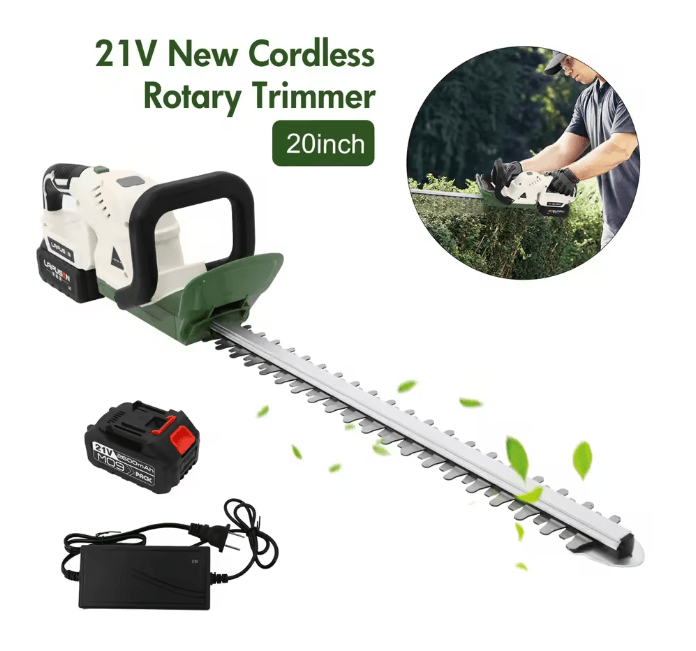 21V Cordless Rotary Trimmer with 20-Inch Dual-Action Blade and 3.0Ah Battery with Fast Charger