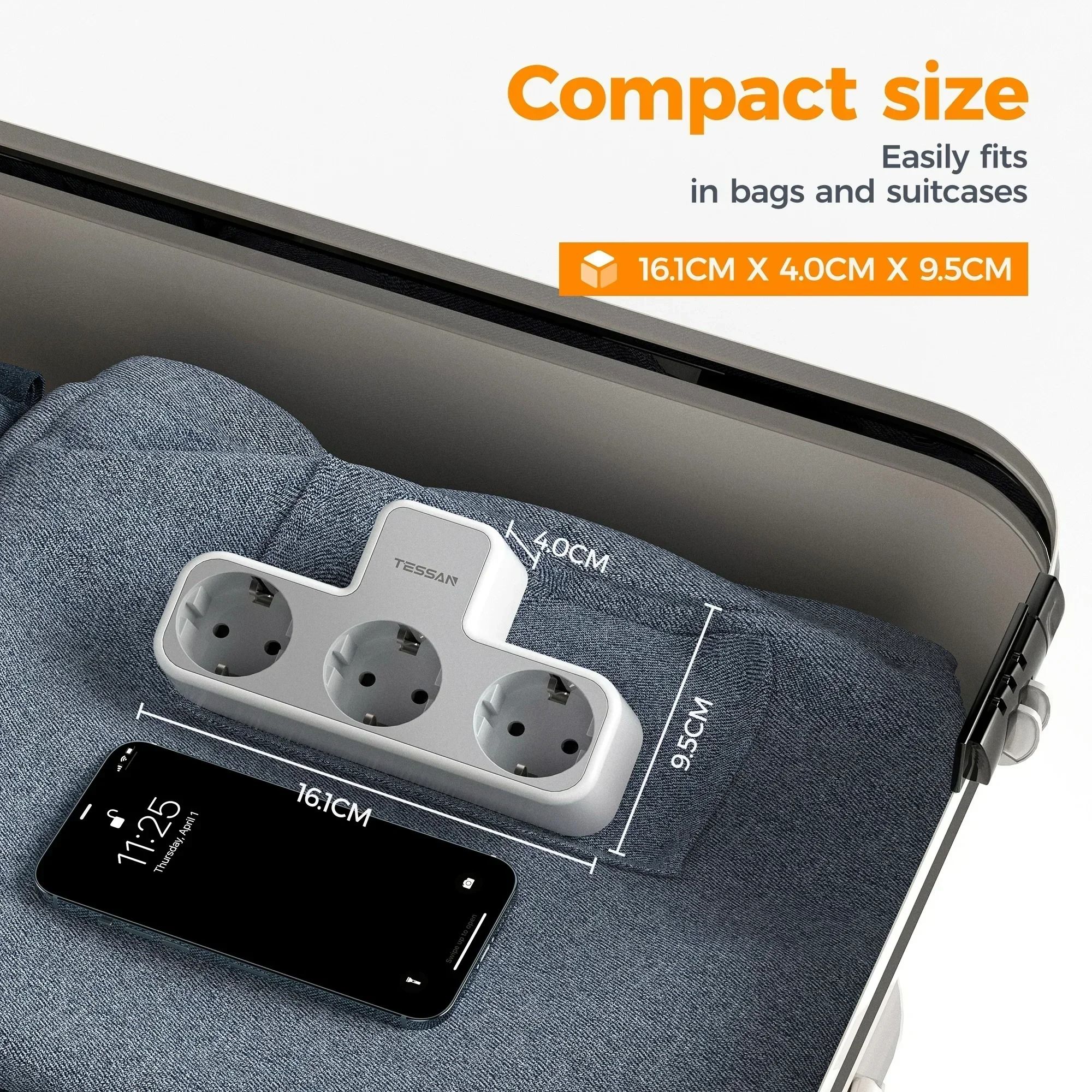 Multi Outlet EU Power Strip with USB Charging and Safety