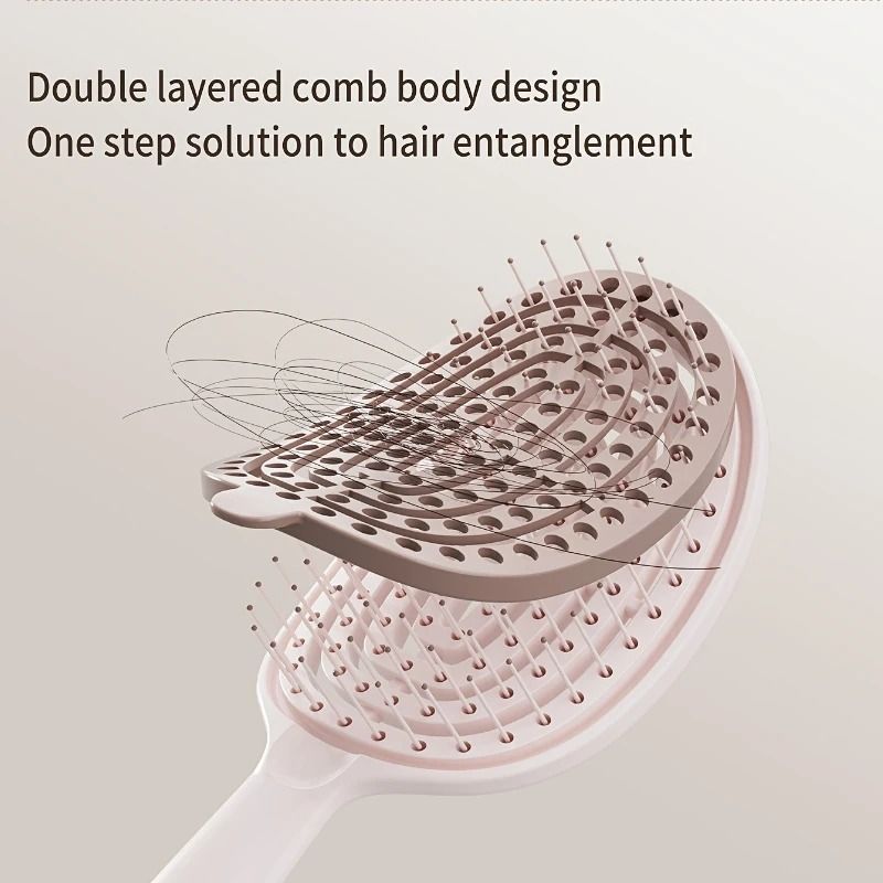 Fashionable Women's Portable Hair Comb Hollow-Out Minimalist Scalp Massage Brush
