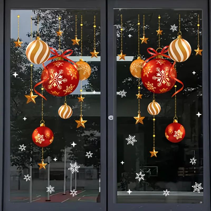 Christmas Window Stickers Snowflakes Balls Stars Decor