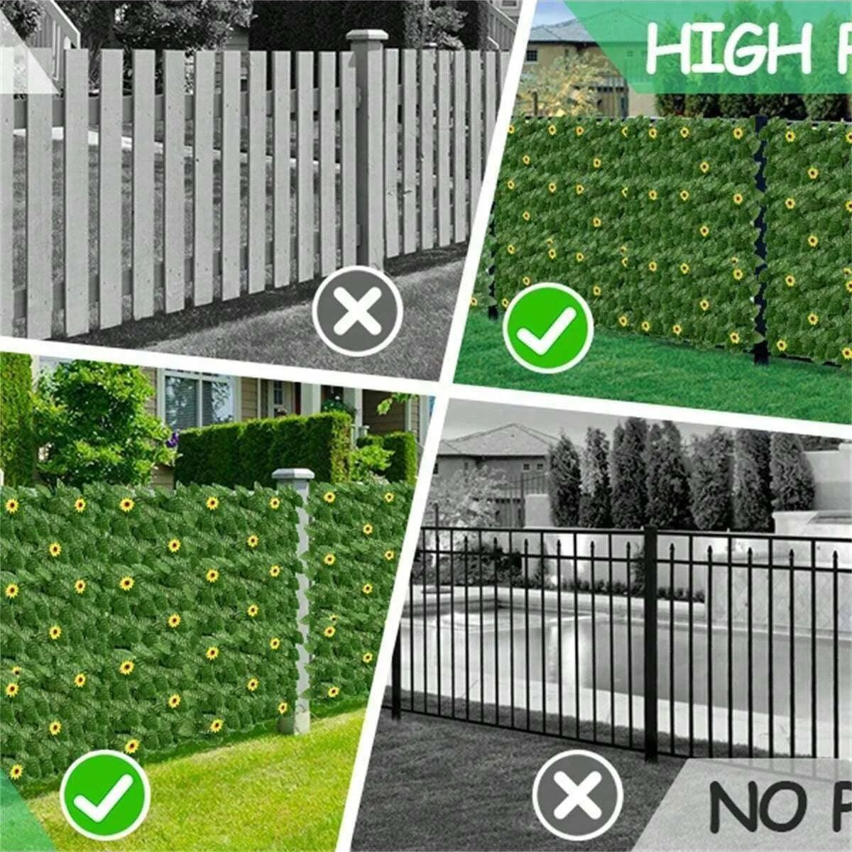 Sunflower Ivy Privacy Fence Panel – Lush Outdoor Decorative Garden Wall Screen