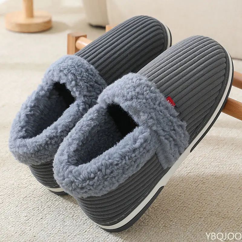 Plush Winter Indoor Slippers for Men and Women with Bag Heel and Non-Slip Sole
