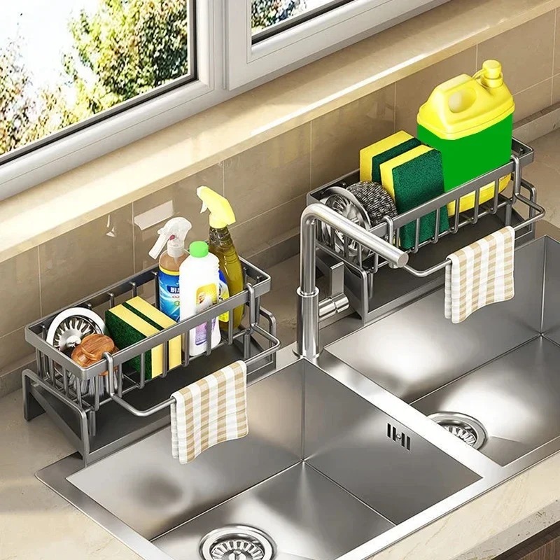 Kitchen Storage Racks, Detergent Dishcloth Organiser, Multifunctional Sponge Rack Drainer
