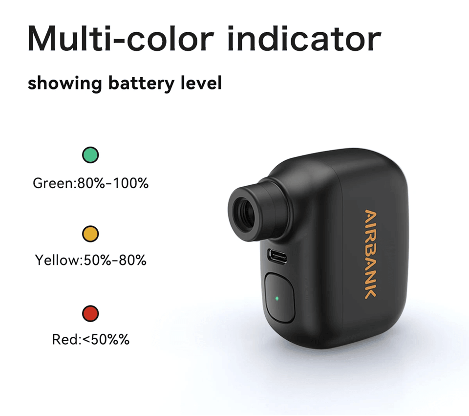 AIRBANK Pocket SE Mini Electric Bike Pump with Presta and Schrader Compatibility