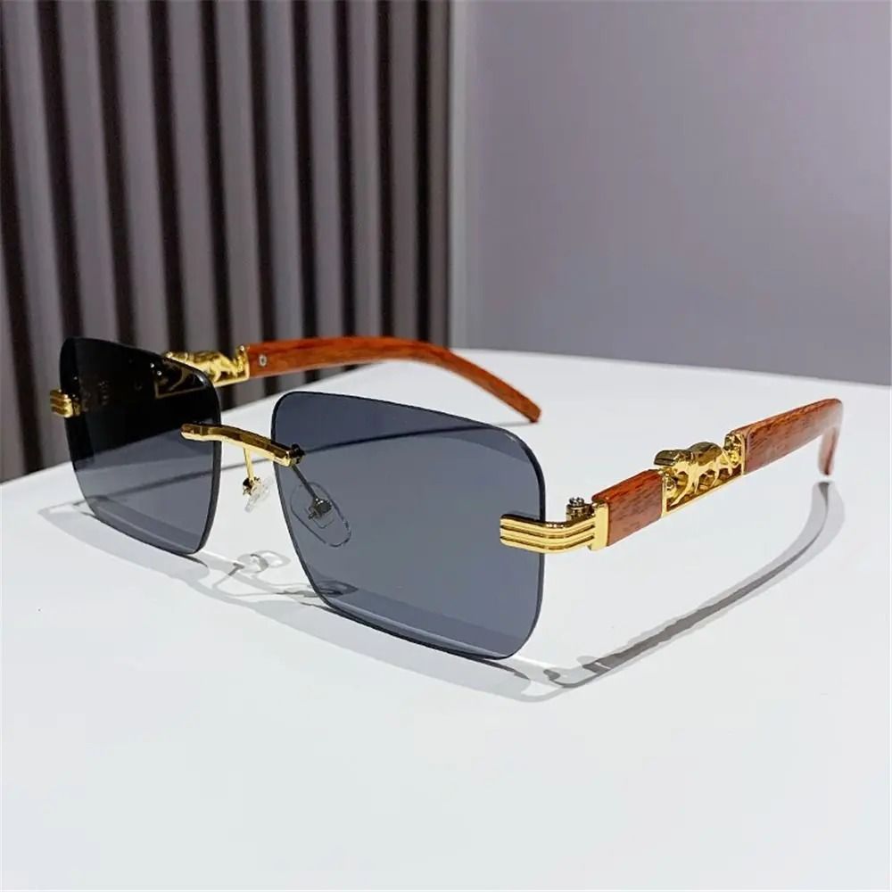 Rimless Cut-Edge Sunglasses – Metal Temple Retro Shades – High-Yield Optical Interaction Hub