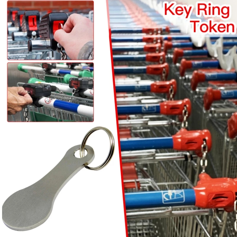 Metal Shopping Cart Tokens Keychain Portable Trolley Token Holder for Shopping & Outdoor Use