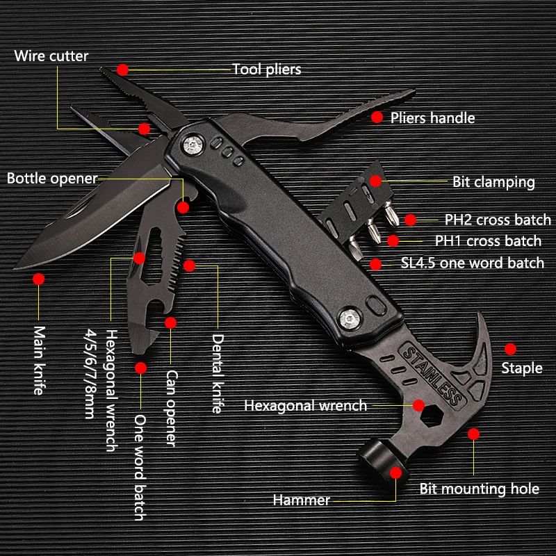 Multifunction Folding Wrench Hammer Tool