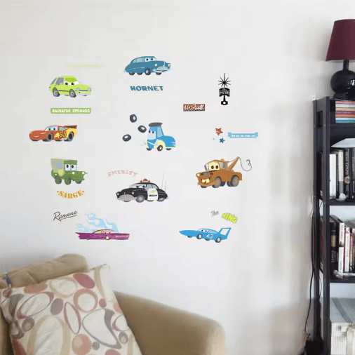 3D Cars Wall Stickers Lightning McQueen Kids Room Cartoon Decals
