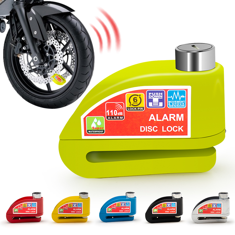 Wheel Disc Brake Waterproof Anti-Theft Alarm Lock, Aluminum Alloy Safety Moto Lock