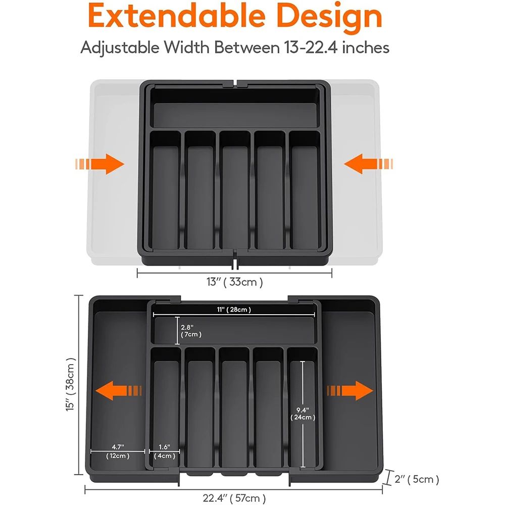 FlexiDrawer Expandable Cutlery Organizer Tray Adjustable Utensil Holder