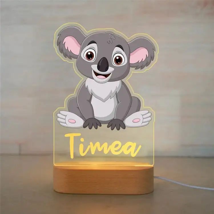 Personalized Kids Night Light Custom Name Animal Acrylic Lamp